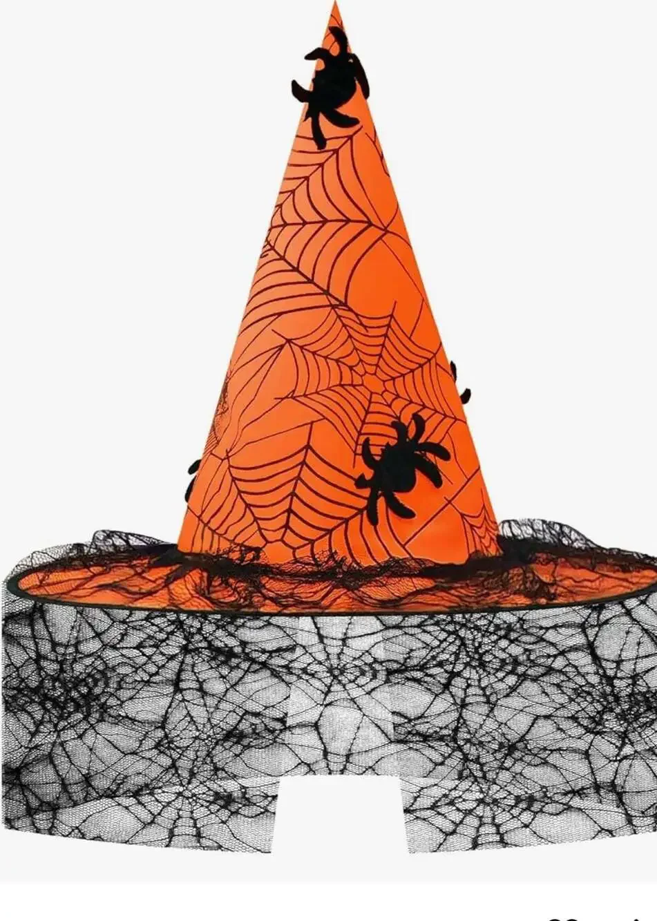 Halloween Witch Hat Orange Spider Web Lace Costume Accessory